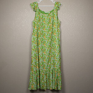 Kaktus green floral tiered maxi dress-XXL